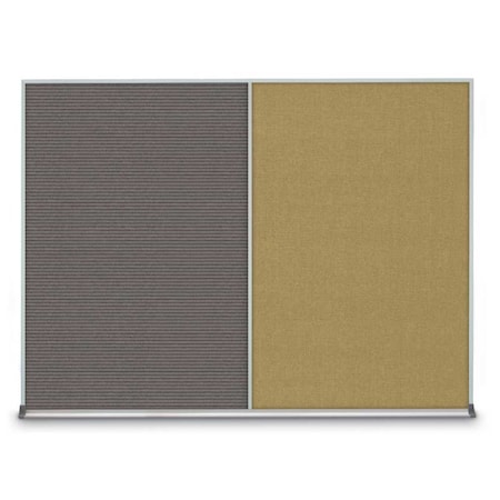 United Visual Products Triple Door Radius Plus Corkboard, 72" x UV8005PLUS-BRONZE-MEDGRY